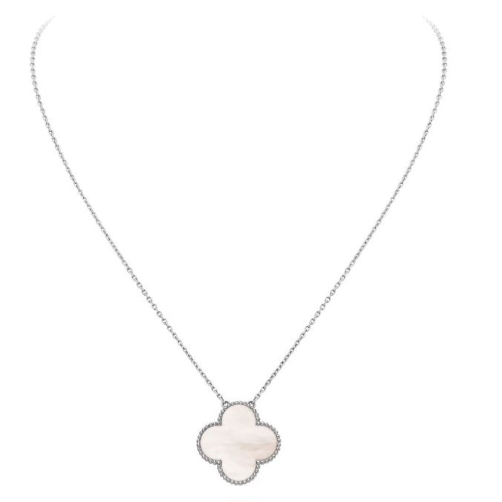 Van Cleef & Arpels 18k White Gold Mother of Pearl Alhambra Pendant